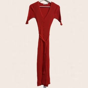 SOLD Zara Red Long Ribbed Dress